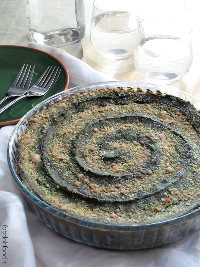 Italian potato cake with spinach