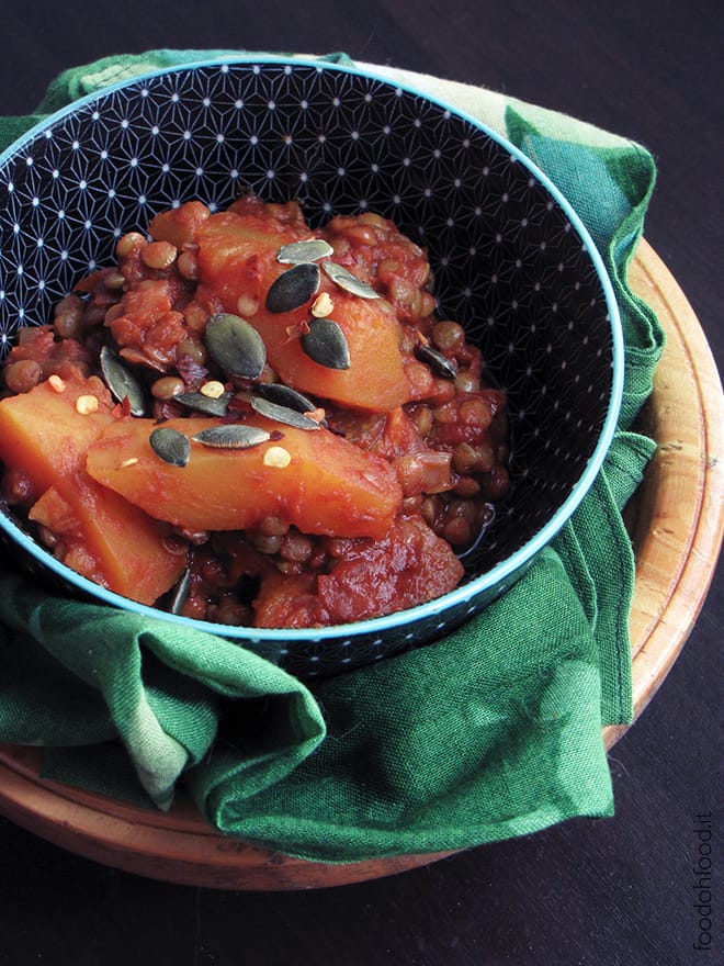 Pumpkin and lentil stew